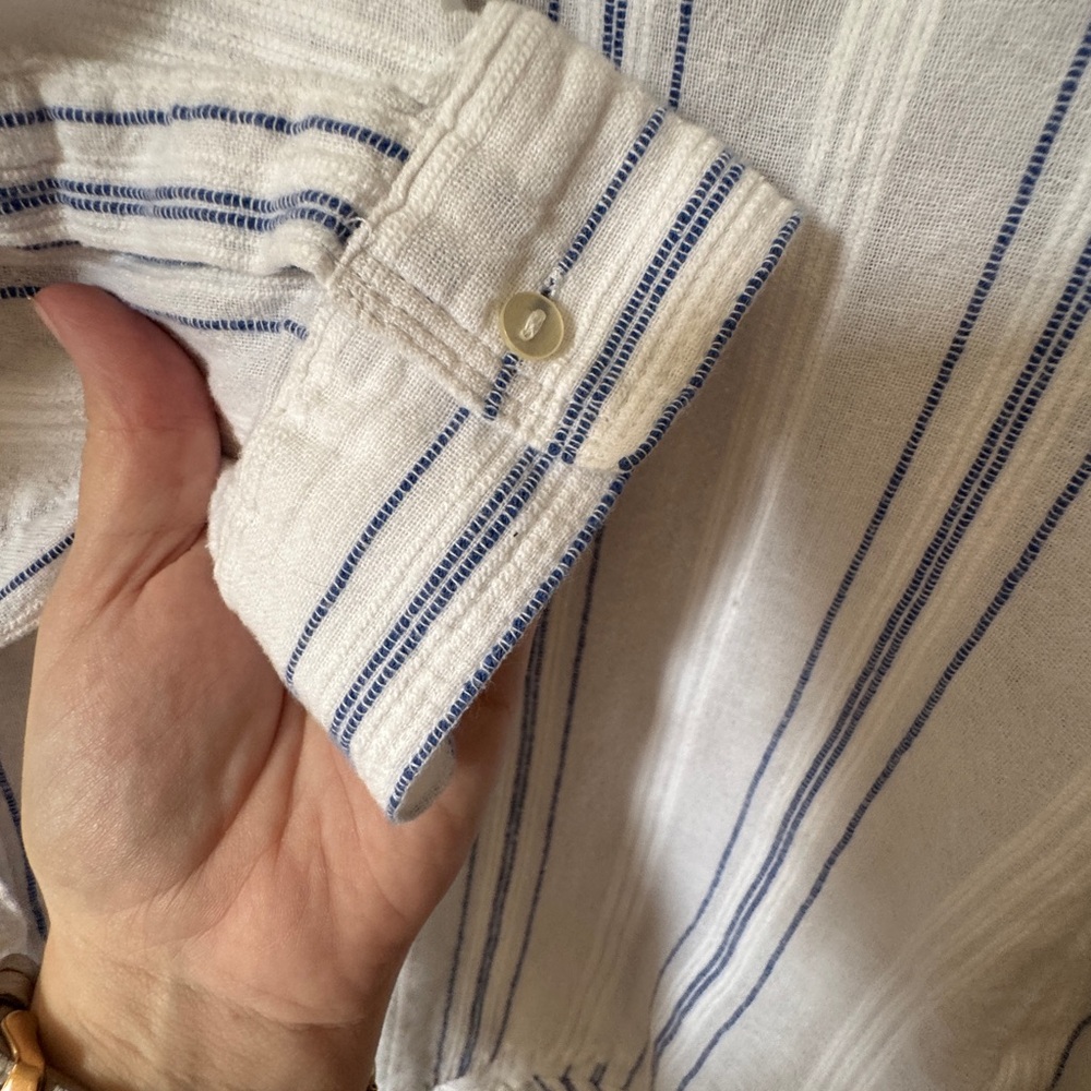Victoria’s Secret Beachy Cotton Striped Button down shirt XL - Picture 7 of 10